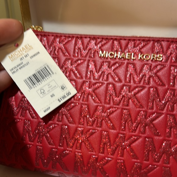 Michael Kors nwt red metallic double zip clutch wallet - Picture 3 of 4
